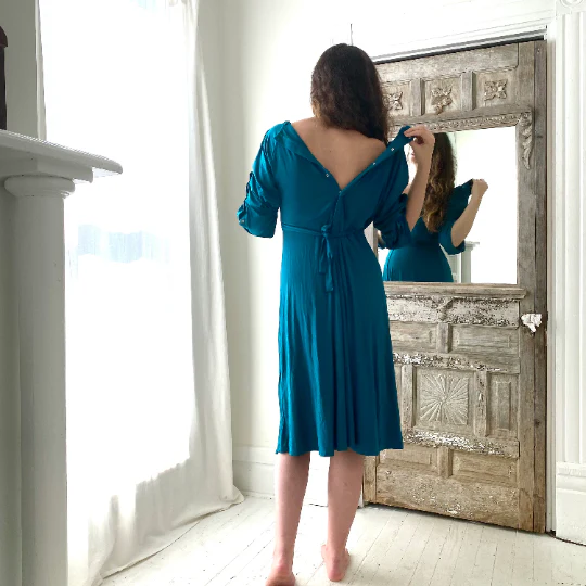 Amelia Labor & Postpartum Gown in Deep Teal - Image 3