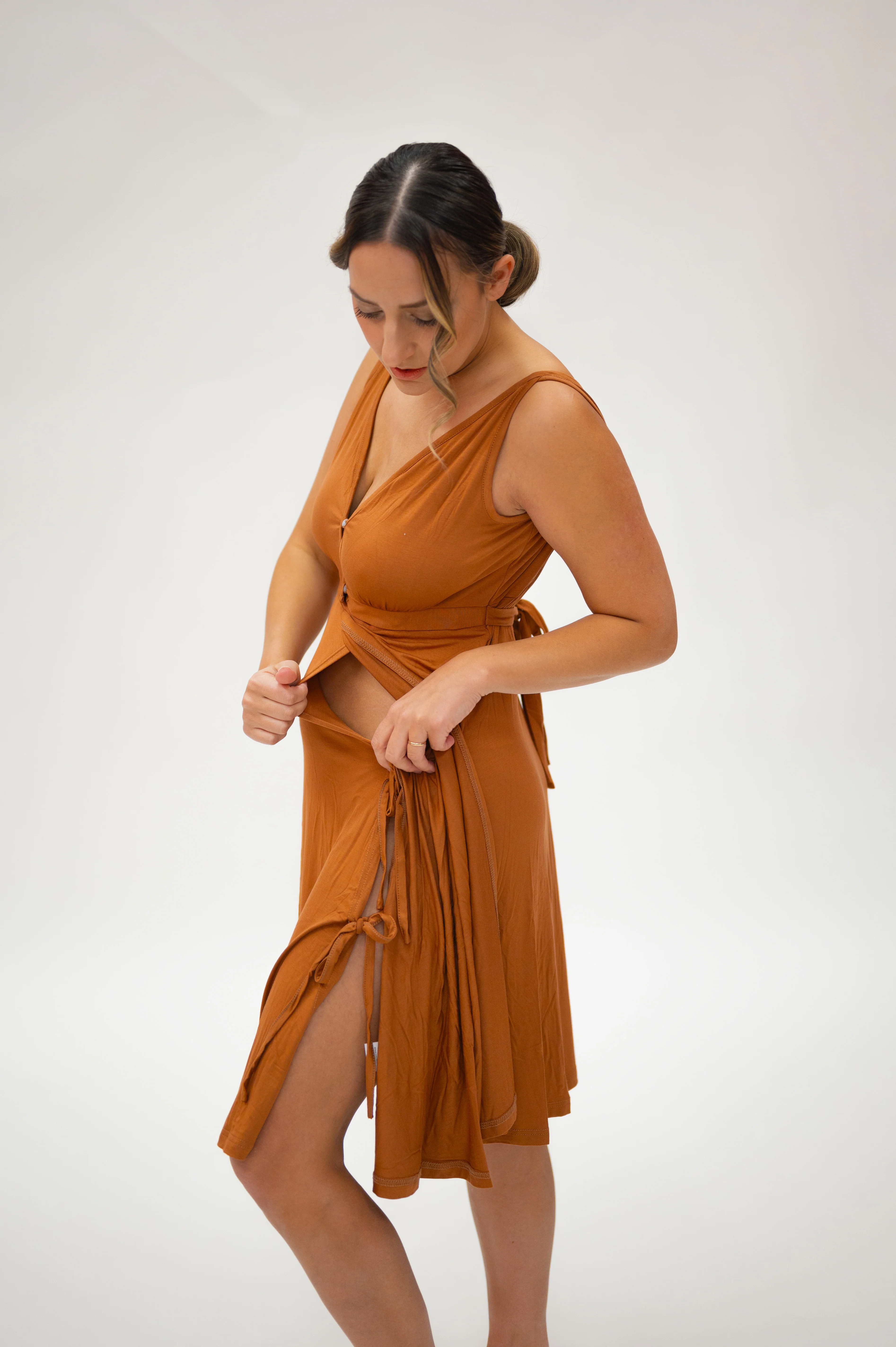 Juliet Labor & Postpartum Gown in Burnt Orange-Limited Time - Image 4