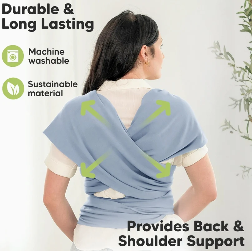 KeaBabies Original Baby Wrap Carrier (Dusty Blue) - Image 3